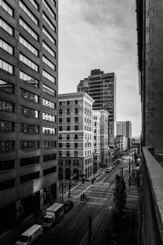 Black and White Images of Buildings in Downtown Denver, Colorado - Limited Edition Fine Art Print by Alber Photography