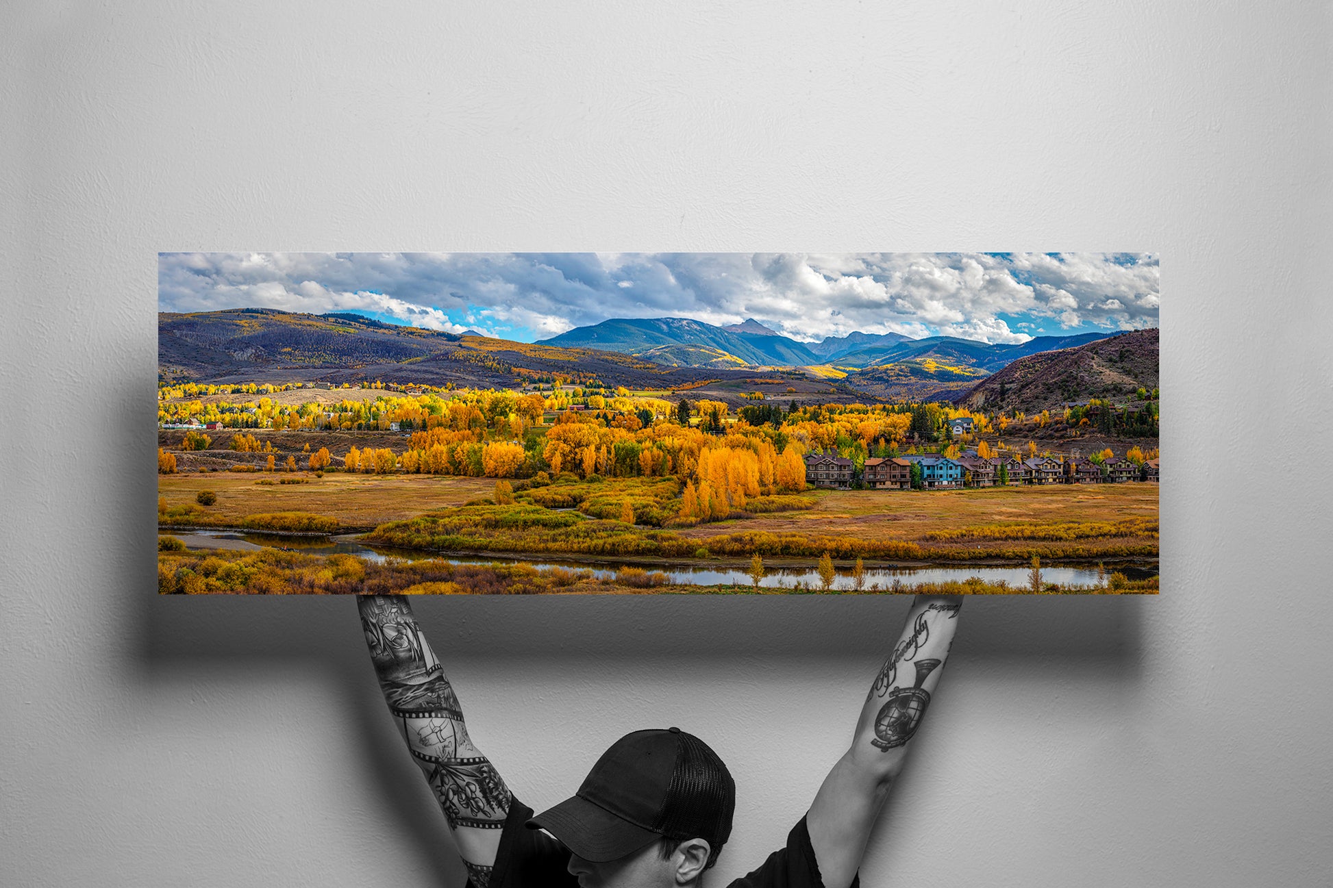 A stunning view of Avon, Colorado in the Fall Mockup - Limited Edition Fine Art Panorama Print by Alber Photography