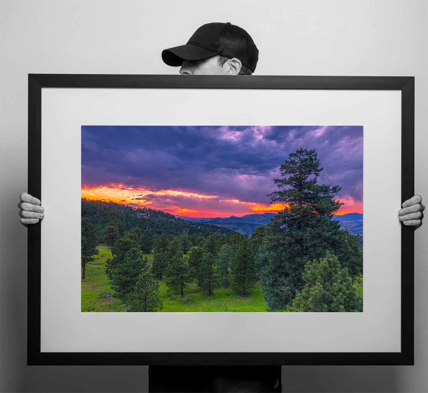 A stunning purple and pink sunset over the Rocky Mountains of Colorado mockup - Limited Edition Fine Art Print by Alber Photography