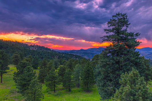 A stunning purple and pink sunset over the Rocky Mountains of Colorado - Limited Edition Fine Art Print by Alber Photography